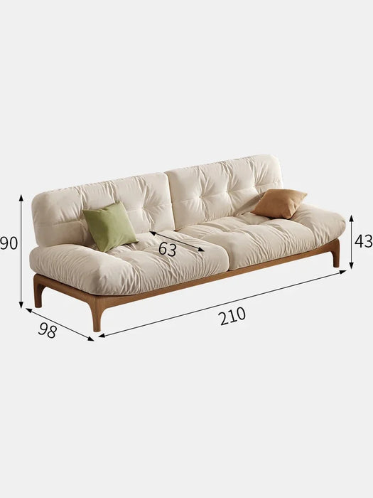 Solid wood cloud sofa living room small household modern simple washable technology cloth ins cream sofa