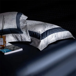 Luxury Black Grey Patchwork Bedding Set Soft Silky 1000TC Cotton Tropical Jungle Forest Duvet Cover Set Bed Sheet Pillowcases