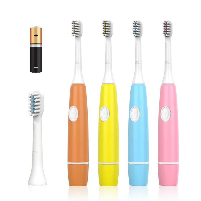 Waterproof Toothbrush Kids Rechargeable Smart Teeth Cleaning Sonic Electric Toothbrush Children IPX7 Soft ABS 1 AAA Battery