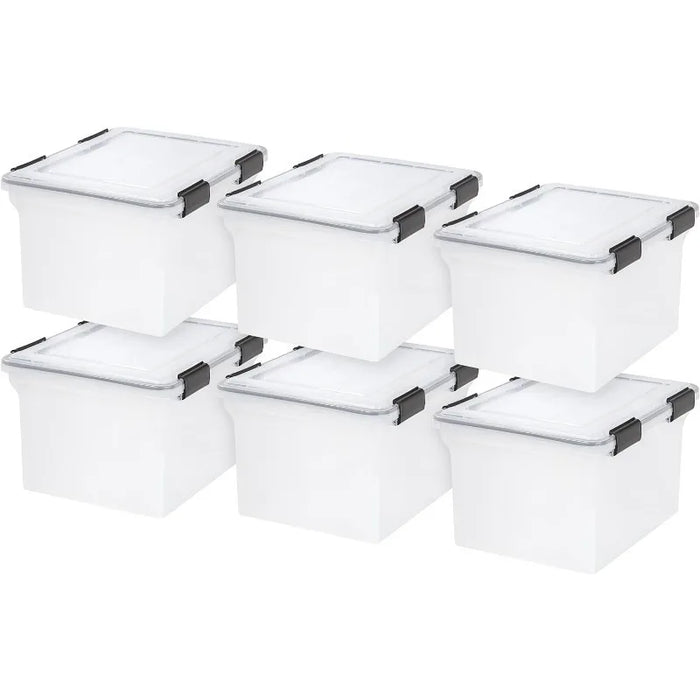 4Pack 62qt WEATHERPRO Airtight Plastic Storage Bin with Lid and Seal and Secure Latching Buckles