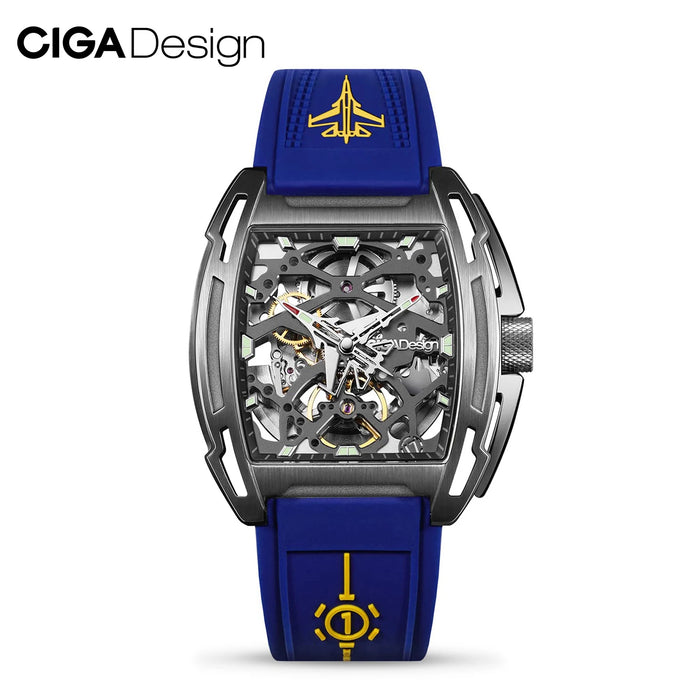 CIGA Design Titanium Mechanical Watch Men Z Series Automatic Movement Luminous Skeleton Wristwatches Silicone Strap Timepiece