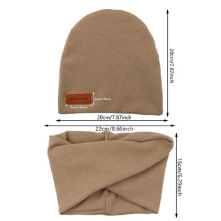 2Pcs/Lot Faux Cashmere Baby Turban Hats Scarf Set Newborn Kids Leather Stick Winter Double Layers Caps Bonnets Fashion Headwraps