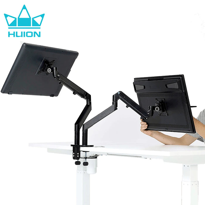 Huion Stand ST420 360° Rotation Desk Monitor Mount Holder Dual Arm Display Bracket Height Adjustable Fit 11-32 Inch Loading 9kg