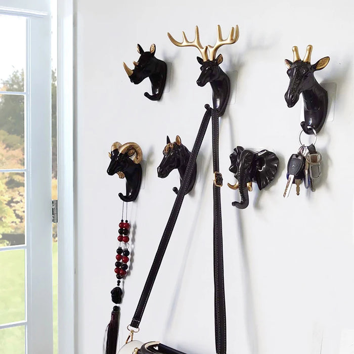 Creative deer hook hole free entrance door wall hanging Nordic strong viscose key to store wall decoration