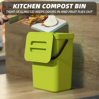 Food Waste Basket Bin for Kitchen, Small Countertop Compost Bin with Lid,Odor-Free Food Scrap Container,Wall Mounted Garbage Can