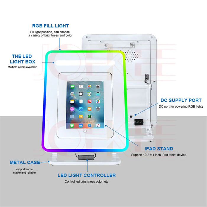 iPad Photo Booth Adjustable Desktop Stand Selfie Shell iPad Photo Booth Machine With LED Ring Light For Wedding Partys Events