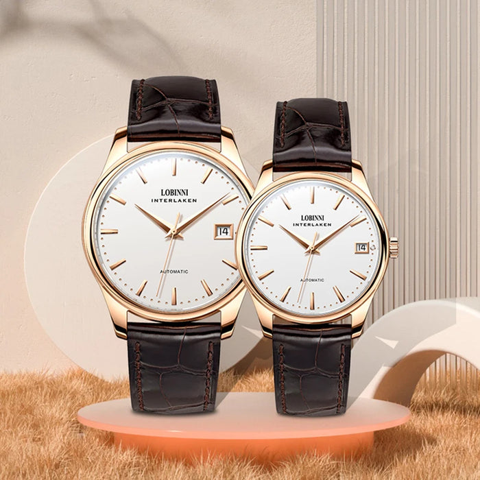 LOBINN Luxury Automatic Couple Watches Pair Men and Women Mechanical Wristwatch Seagull ST2130 Sapphire Crystal Clock Lover Gift