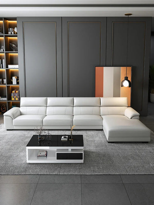 Leather sofa living room combination, first floor, leather size, leather art with sound, simple Italian style, new in 2022