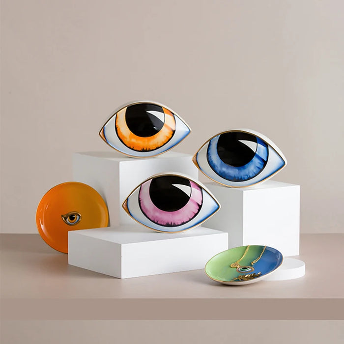 2023 New Ceramic Devil's Eye Home Decor Eye Ornaments Sculpture Statues Study Room Abstract Decoration Gift Giving