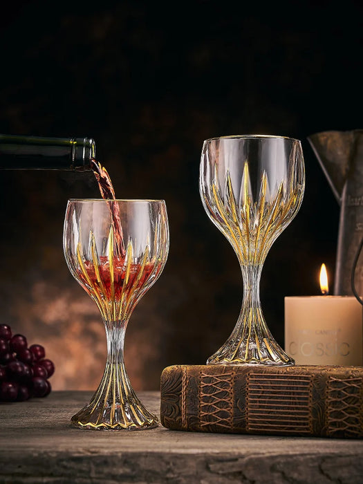 Light Luxury Gold Wine Cups European Vintage Creative Crystal Glass Goblet Simplicity Household Fashion Handmade Wine Glass Set