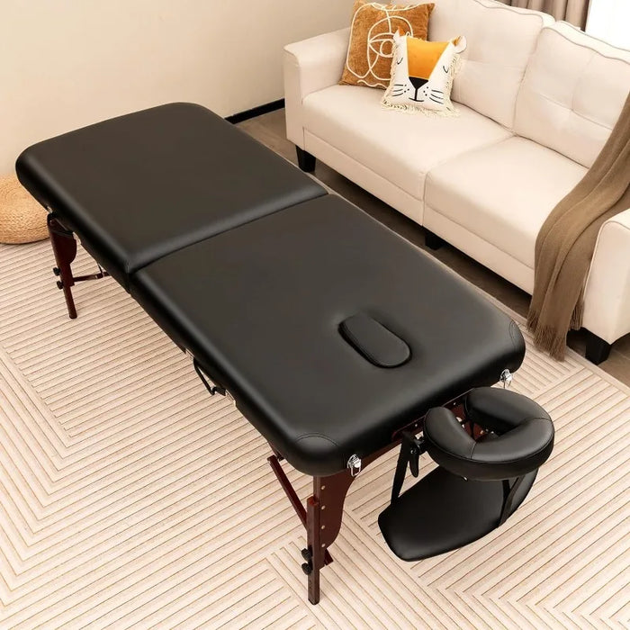 Portable Massage Table 84 Inch, Folding Lash Bed with Premium Foam & Beech Wood Legs,Professional Spa Salon Bed with Face Cradle