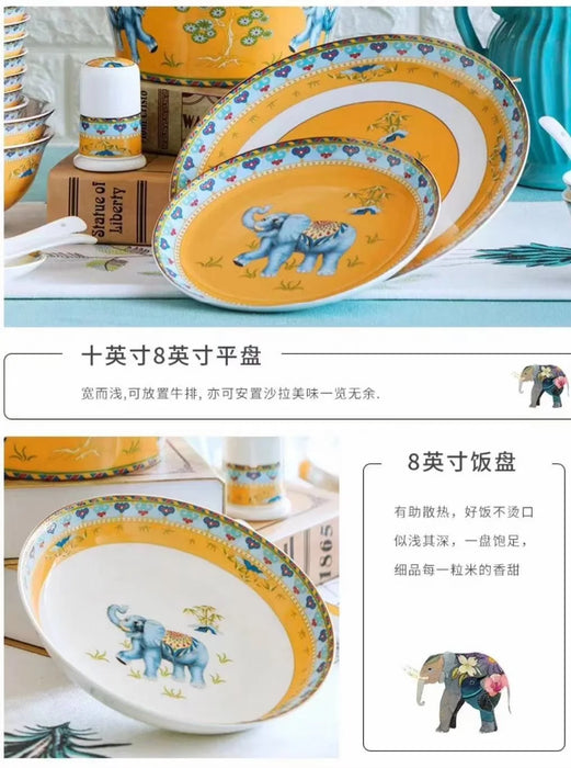 Bowl and Plate Set Simple Ceramic Tableware European Bone Porcelain Tableware Set Bowl and Plate Combination Bowl and Chopstick