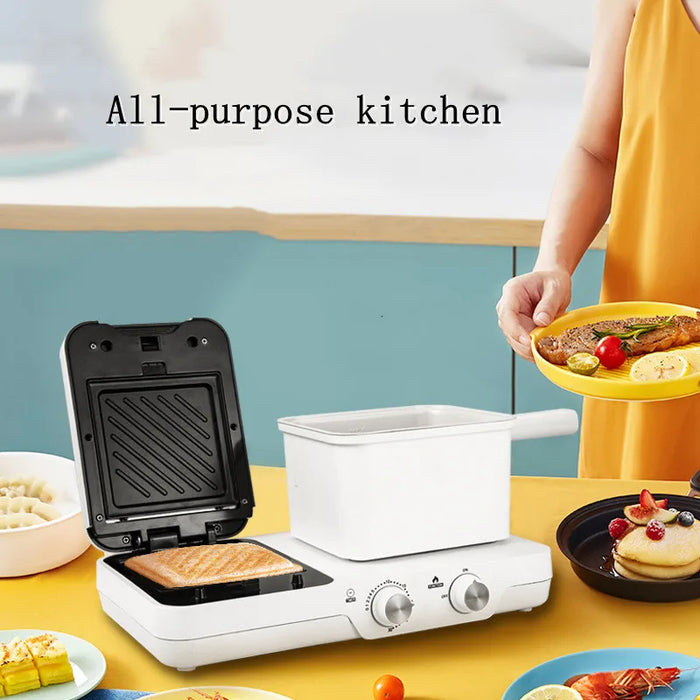 Three in one multifunctional small breakfast machine sandwich baking steamer plate waffle maker machine