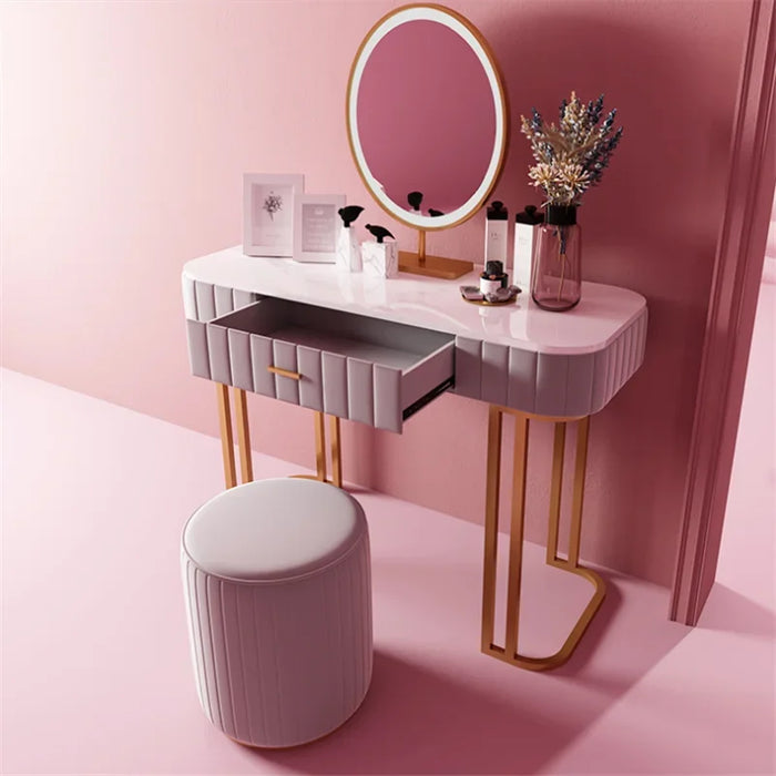 Nordic Marble Modern Minimalist Small apartment Bedroom Light Luxury Dressing Table, Hot Sale Princess Ins Style Makeup Table