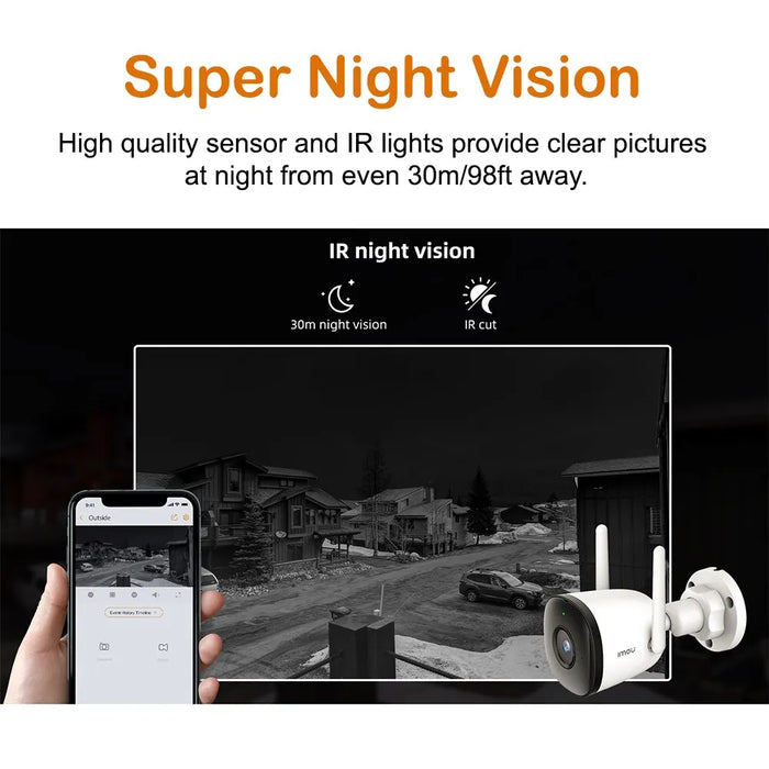 IMOU Bullet 2C 2MP 4MP Wifi Camera Automatic Tracking Weatherproof AI Human Detection Outdoor Surveillance IP Camera