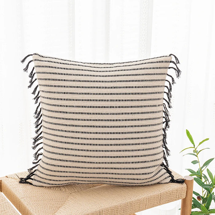 Striped  Yellow Gray Black Cushion Cover Tassel Pillowcase Woven Home Decoration Sofa Bed Living Room Sofa 45x45cm/30x50cm