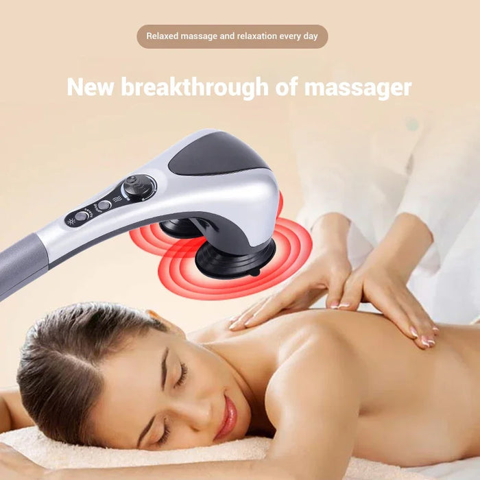 Electric Handheld Back Massager Infrared Heating Hammer Massager With Double Head Used To Full Body Massage Pain Relief