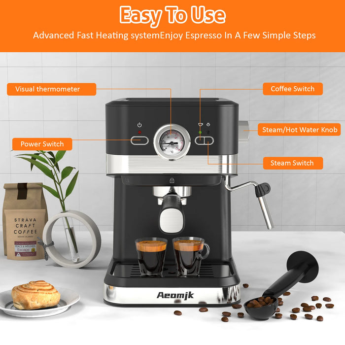 Italian Semi-automatic Coffee Machine Concentrated High Pressure Extraction Milk Foam Coffee Machine