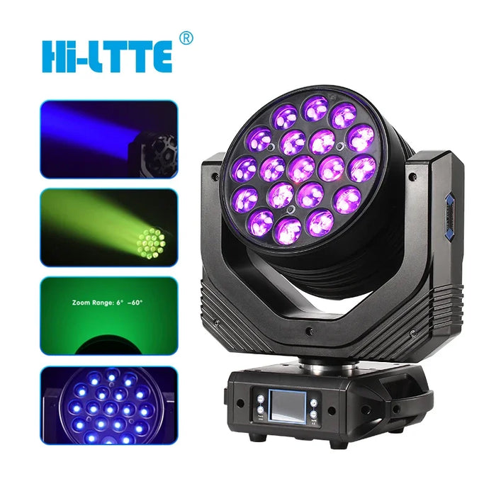 high power brightness 19pcs 40w led rgbw 4in1 zoom wash moving head light