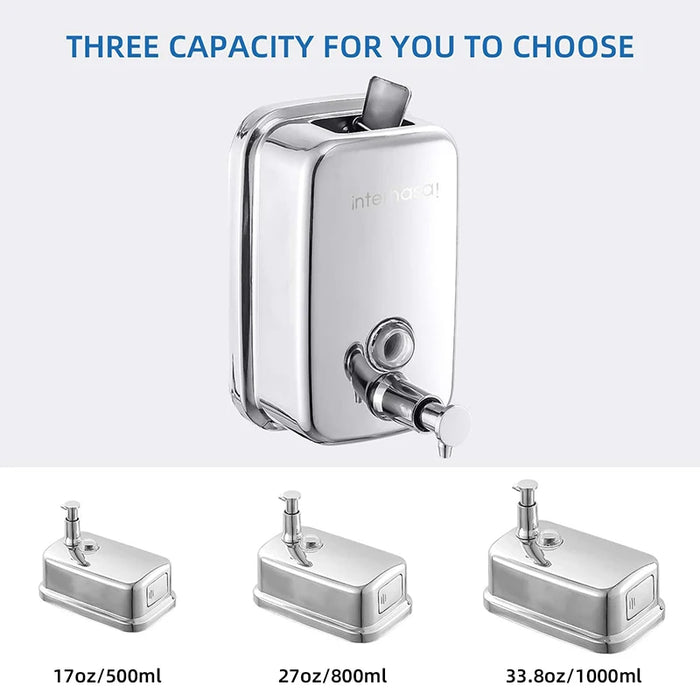 interhasa! Soap Dispenser Wall Mount 304 Stainless Steel Hand Soap Dispenser Commercial Liquid Soap Dispenser for Bathroom