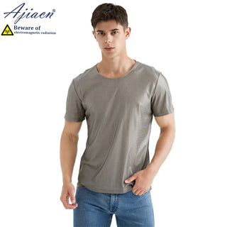 Genuine anti-radiation 100% silver fiber knitted fabric men's T-shirt computer room Electromagnetic radiation shielding T-shirt