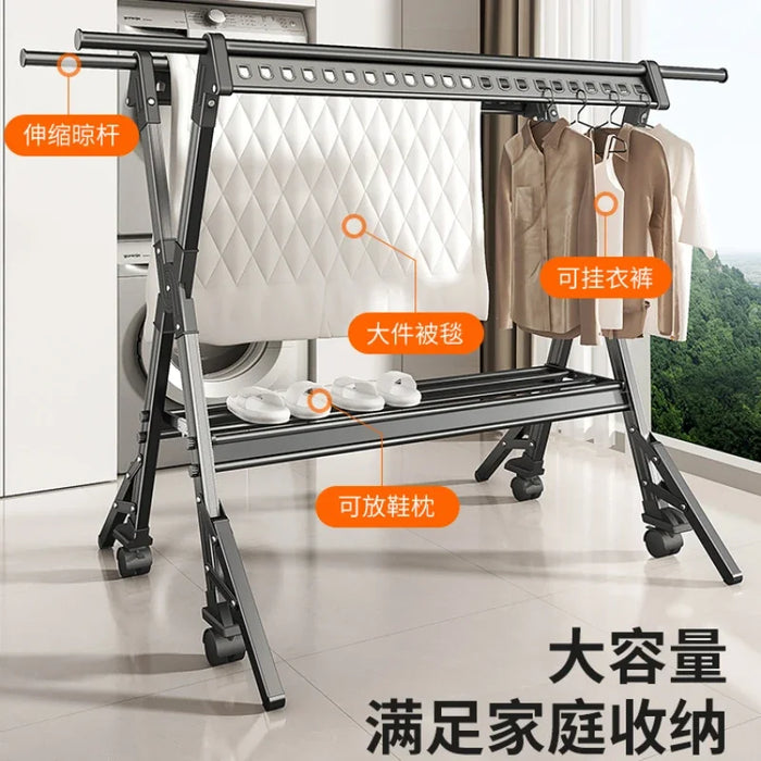 folding clothes rack floor indoor balcony telescopic clothes rod home cool bask in the quilt artifact baby rack