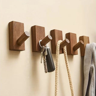 Nordic Solid Wood Ins Creative Porch Wall Hanging Wooden for Coat and Hat Free Punching Hook