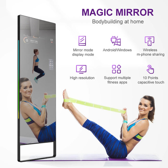 Floor Stand 43 Inch LCD Interactive Touch Screen Display Exercise Magic Smart Fitness Mirror