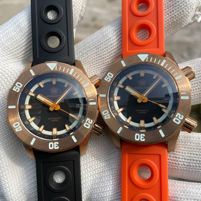 STEELDIVE New Arrival 2021 SD1950S 44mm Solid Bronze Case Two Button Unique Desgin 3000M Waterproof Deep Sea Men Diving Watch