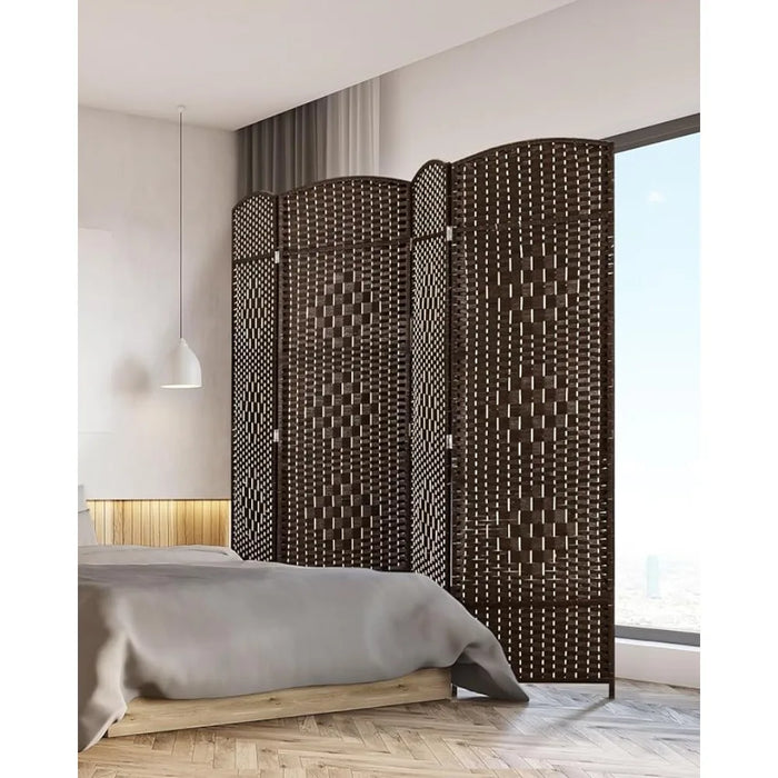 Room Divider 4 Panel Room Divider Wall, 6ft Tall Divider for Room Separation, Folding Privacy Screen Panel, Chestnut Brown