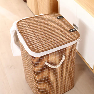 Clothes Storage Basket Laundry Dirty Clothes Storage Bucket Bamboo Basket Container Foldable Organizer Storage Basket