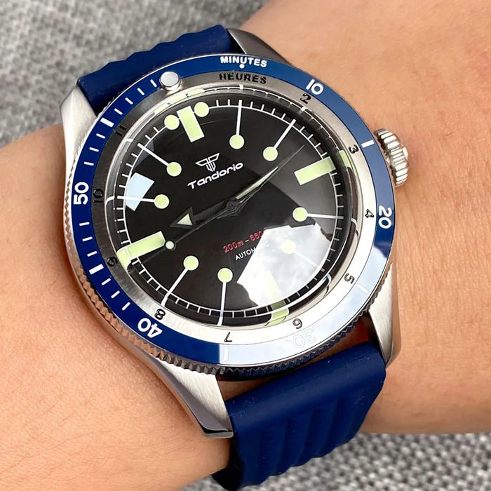 40mm Tandorio Diver Watch for Men Japan NH35 PT5000 Movt Dome Sapphire 120clicks Bezel No Date Automatic Clock