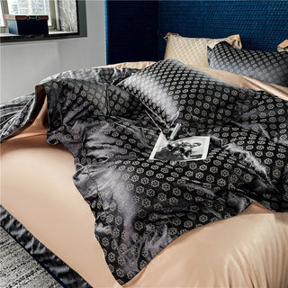 Luxury Rich Silky Satin Hollow out 104X91"Duvet Cover 4/6Pcs Cotton Satin Bedding set Custom Deep Pocket Fitted Sheet Pillowcase