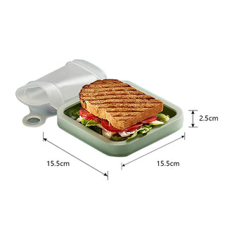 Portable Silicone Sandwich Toast Bento Box With Handle Eco-Friendly Lunch Food Container Microwavable Picnic, Student Lunch Box