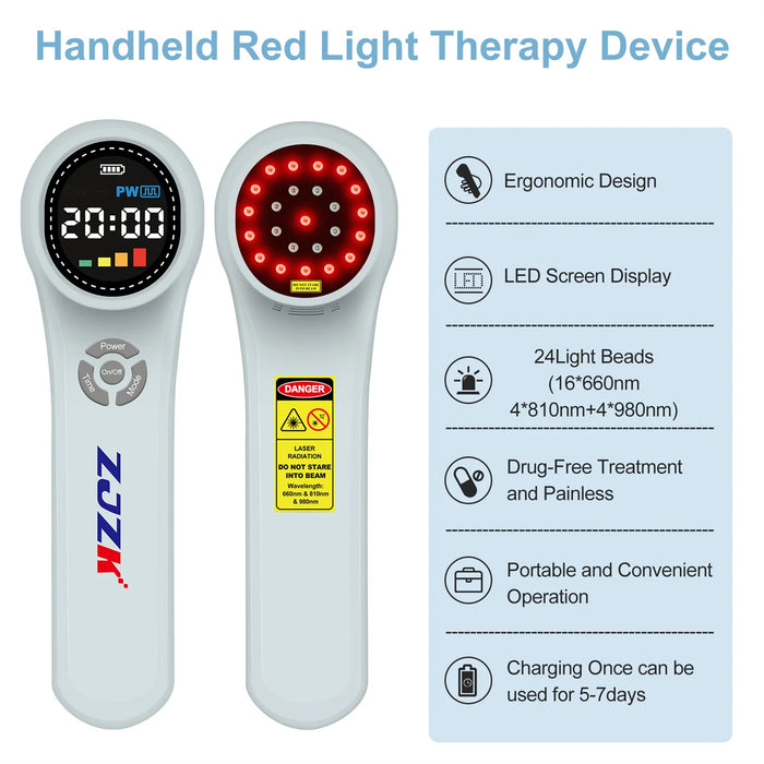 ZJZK 980nm*4 810nm*4 660nm*16 Physical Red Light Laser Therapy for Humans Laser Treatment for Pelvic Floor Improvement Home Use