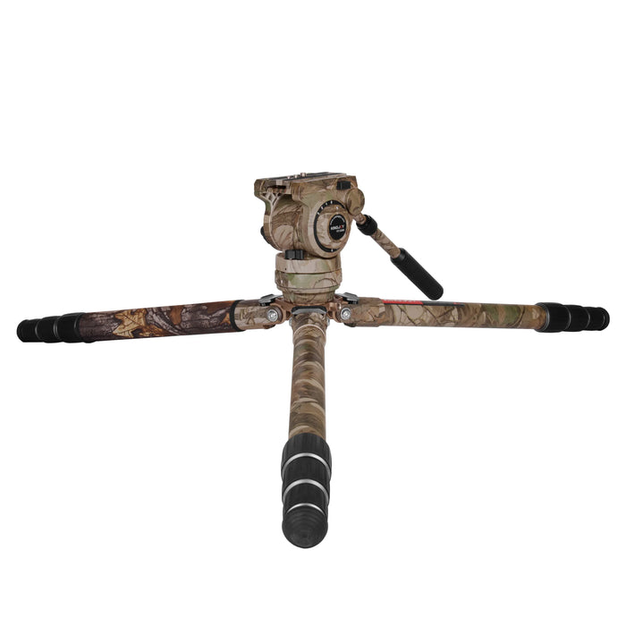 Kingjoy C86M Professional camouflage tripod Carbon fiber Camera Video tripod with fluid head for wildlife photography