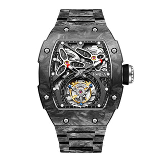 Haofa Full Carbon Fiber Tourbillon Watch for Men Skeleton Automatic Luxury Mechanical Watch Sapphire Waterproof Men's Watch 2311