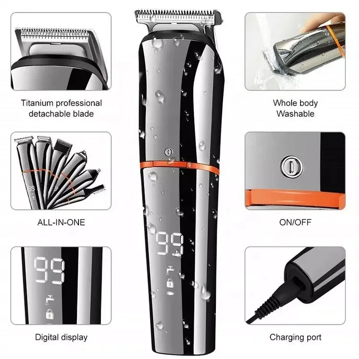 6 In 1 Mens Groomer Kit Waterproof Hair Clipper Multi Functional Shaver Set