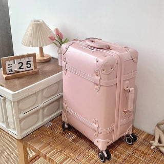Vintage pink luggage 20 "boarding advanced 28" large capacity trolley box cardan wheel woman suitcase