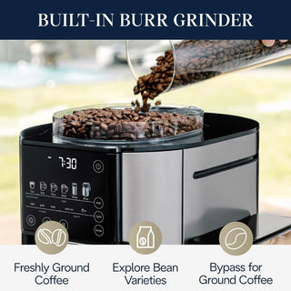 De'Longhi TrueBrew Drip Coffee Maker, Built in Grinder, Single Serve, 8 oz to 24 oz with 40 oz Carafe, Hot or Iced Coffee