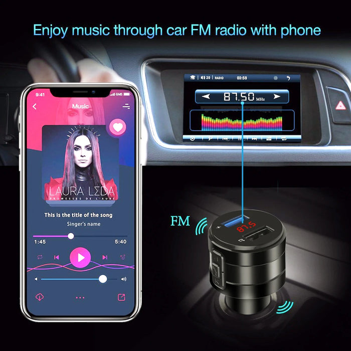 FM Transmitter Bluetooth 4.2 Car MP3 Player 3.1A Dual USB Ports Car Charger Handsfree Modulator Kit Cigarette Lighter Adapter