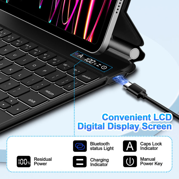 GOOJODOQ Magic Keyboard Case for iPad Pro 11 12.9 12 9 iPad Air 5 Air 4 10.9 Backlight LCD Display Keyboard  Smart Cover Korean