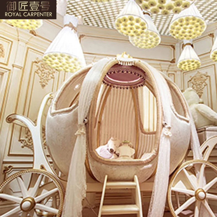 European solid wood crib luxury villa with bed perimeter newborn crib cartoon removable bed