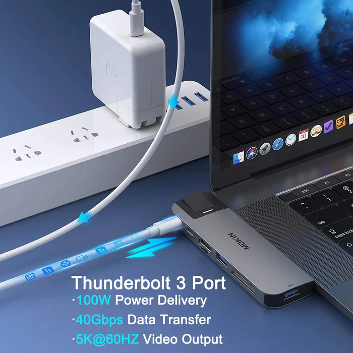 MacBook Pro USB Adapter, USB C Multiport Adapter Hub Mac Dongle for MacBook Pro/Air with 4K HDMI Port, Gigabit ethernet, 2 USB