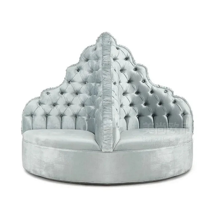 Custom-made American country shop shaped card seat art velvet zipper multi-person shoe stool complete silver round sofa