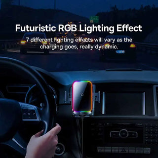 Baseus Car Phone Holder Infrared RGB15W QI Wireless Phone Charger for iPhone Xiaomi Samsung Car Mount Fast Charging Easy Control