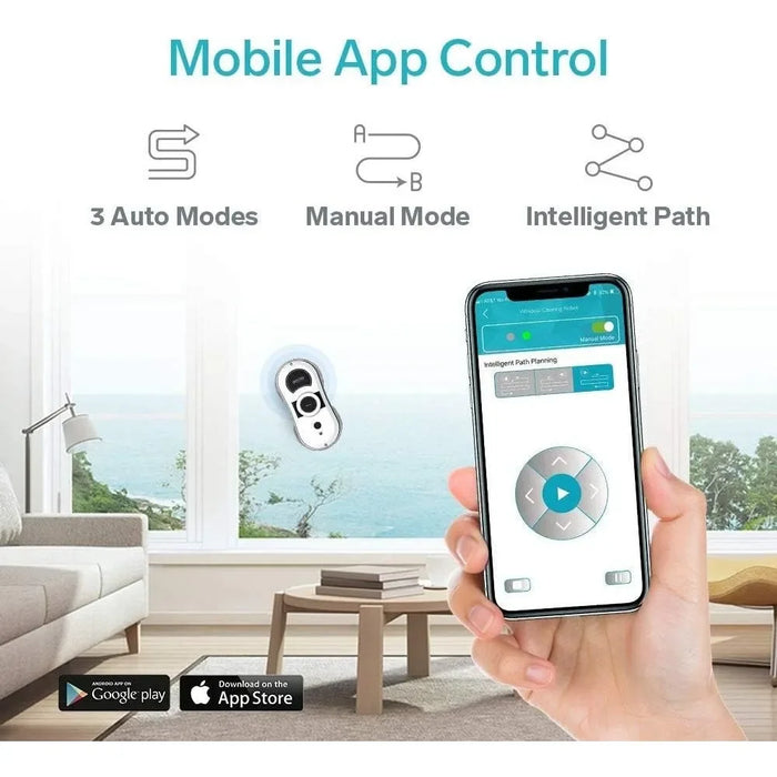 Robot Window Cleaner, Smart Glass Cleaning Robotic Technology App and Remote, Powered Washer, for Table High Windows Ceiling