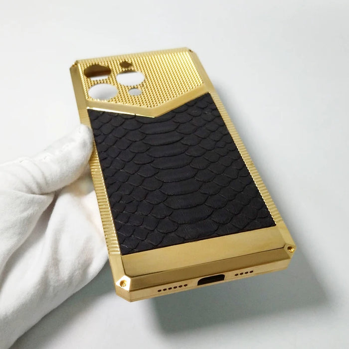 2-in-1 exquisite carving technology mobile phone shell python skin custom mobile phone high-end protective shell