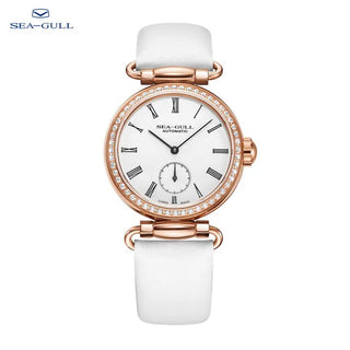 Seagull Women Watches Simple Roman Calendar Women's Mechanical Watch Fashion Leather Belt Ladies Clock 813.11.6065L