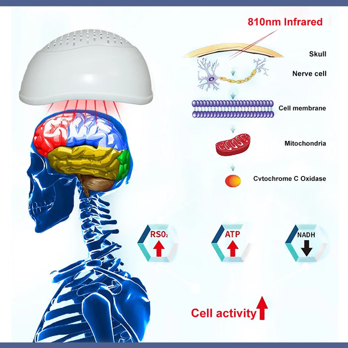 ZJKC 810nm Light Therapy Helmet for Parkinson Disease Depression Tbi Reduce Long-Term Nerve Damage Improve Memory Home Use